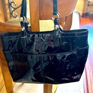Coach Signature Patent Black Leather Purse